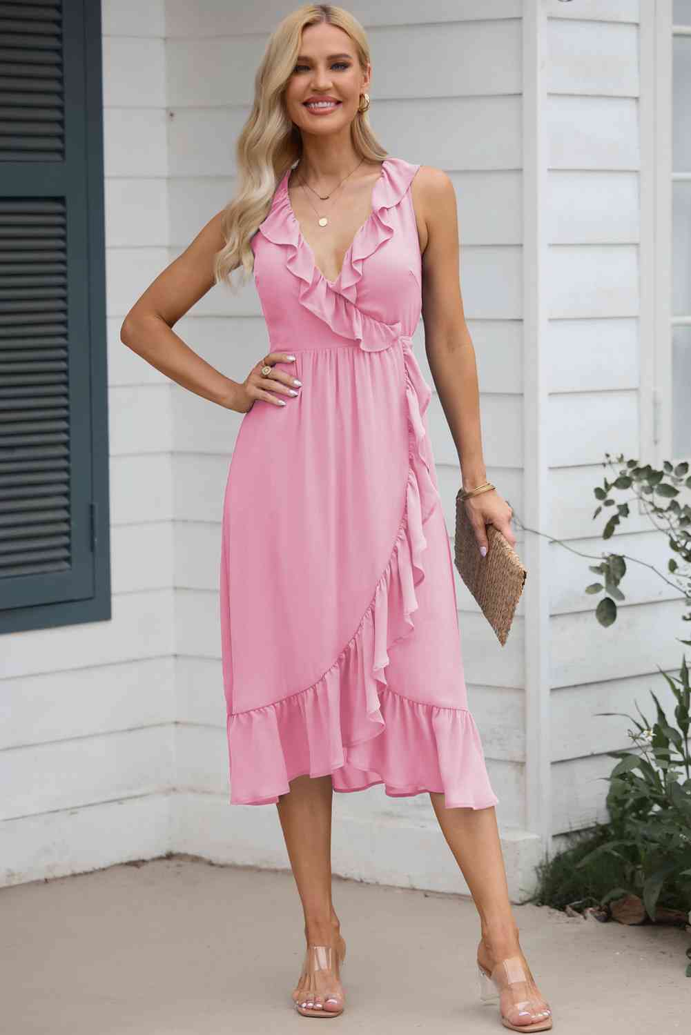 Ruffled Sleeveless Midi Dress
