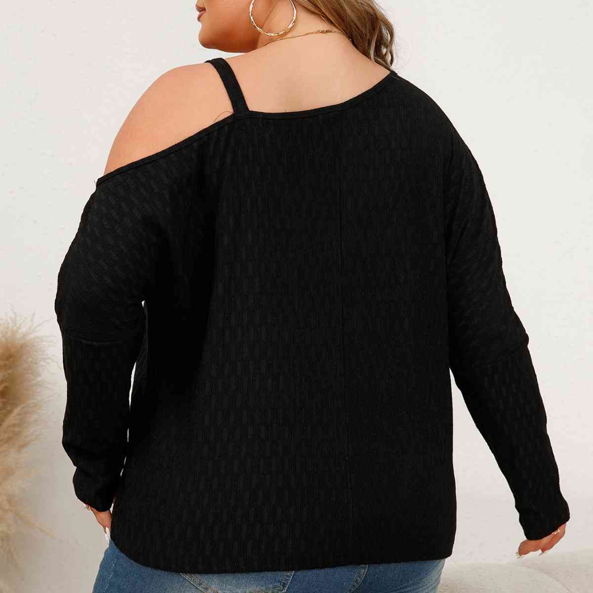 Plus Size One-Shoulder Asymmetrical Blouse