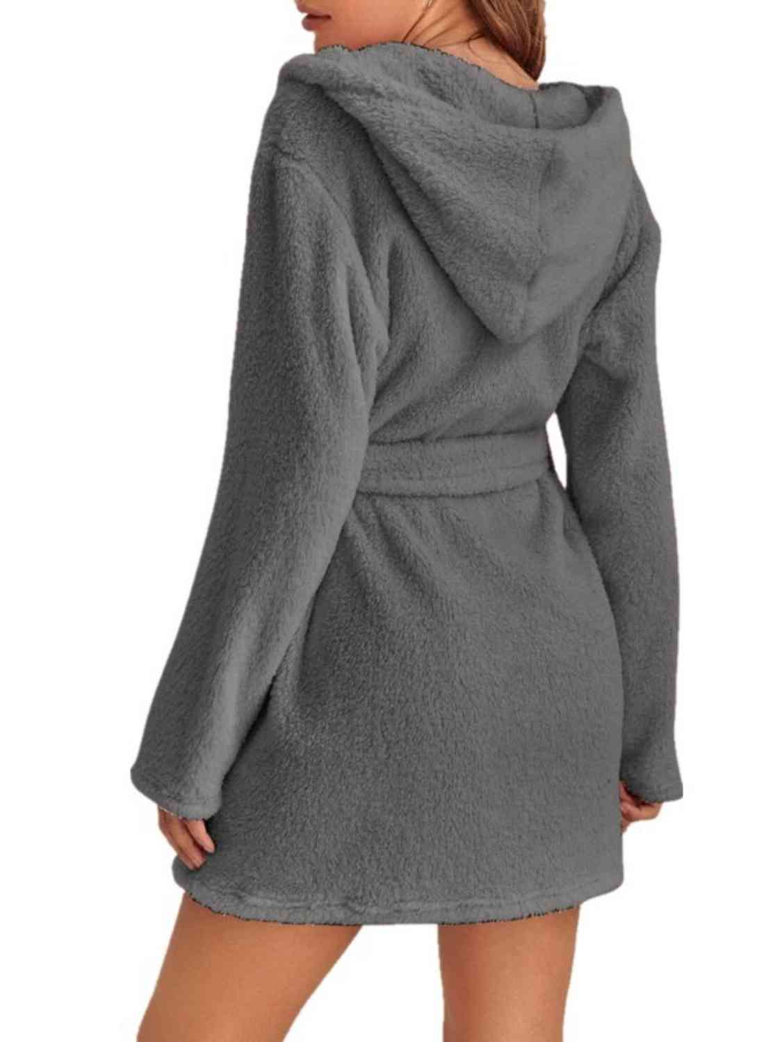 Tie Waist Hooded Robe