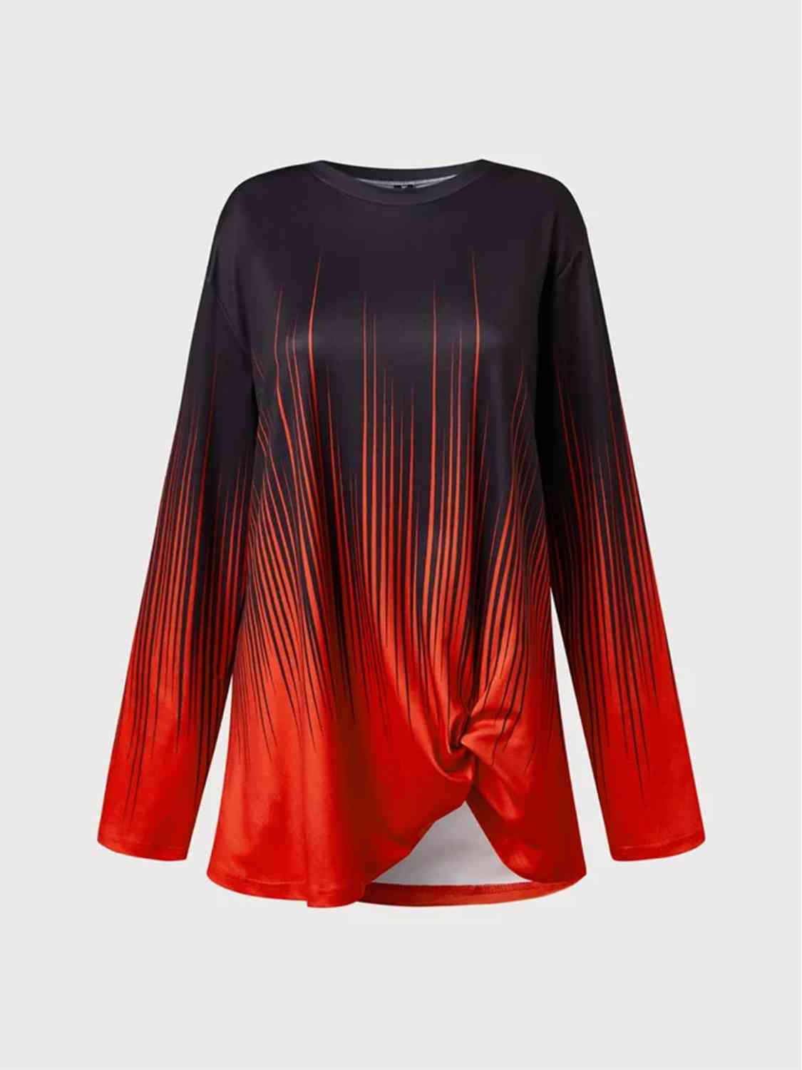 Contrast Twisted Round Neck Long Sleeve T-Shirt