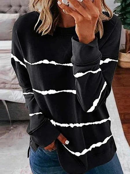 Striped Round Neck Sweatshirt