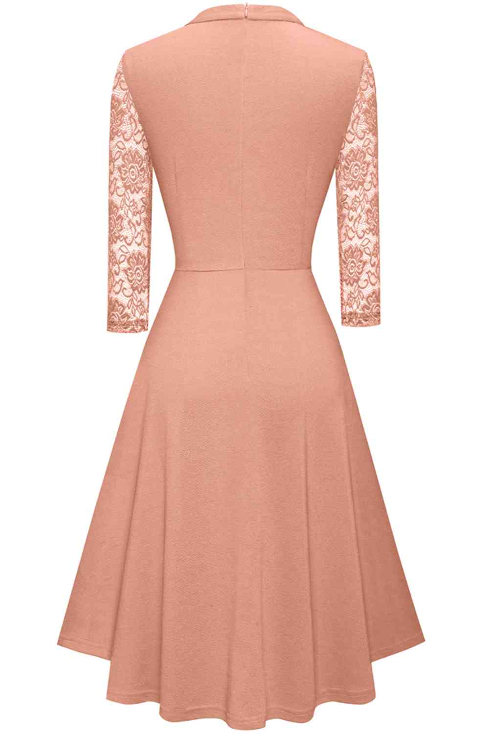 Round Neck Three-Quater Sleeve Cutout Dress