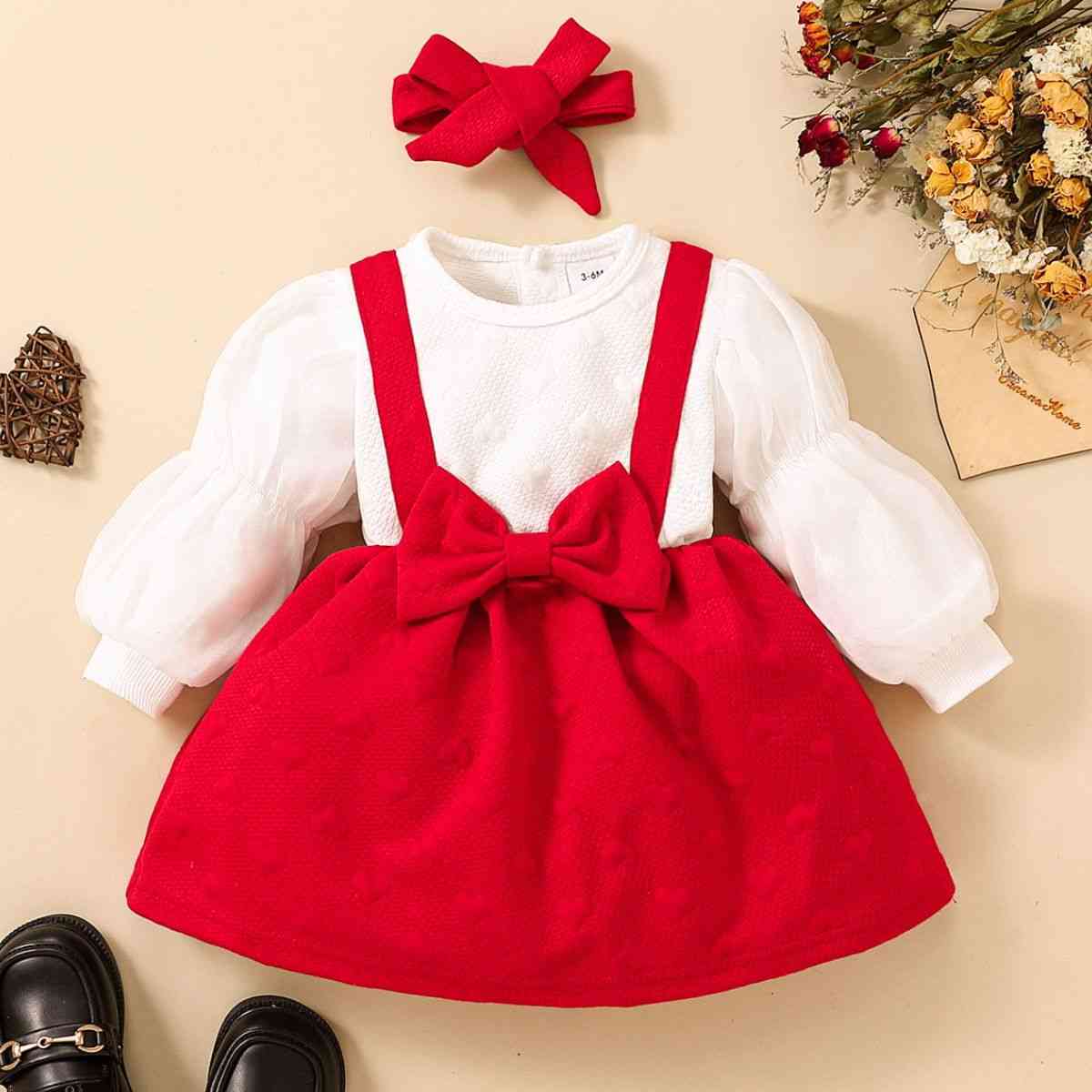 Baby Girl Two-Tone Bow Detail Dress