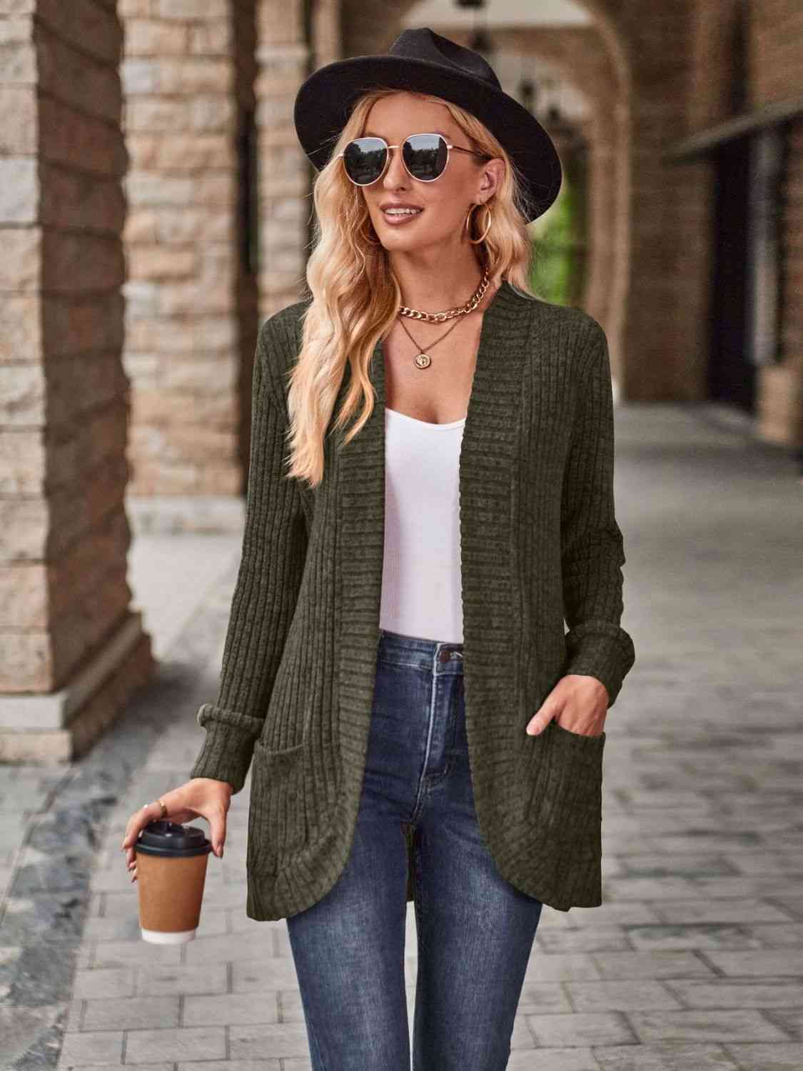 Open Front Cardigan with Pockets