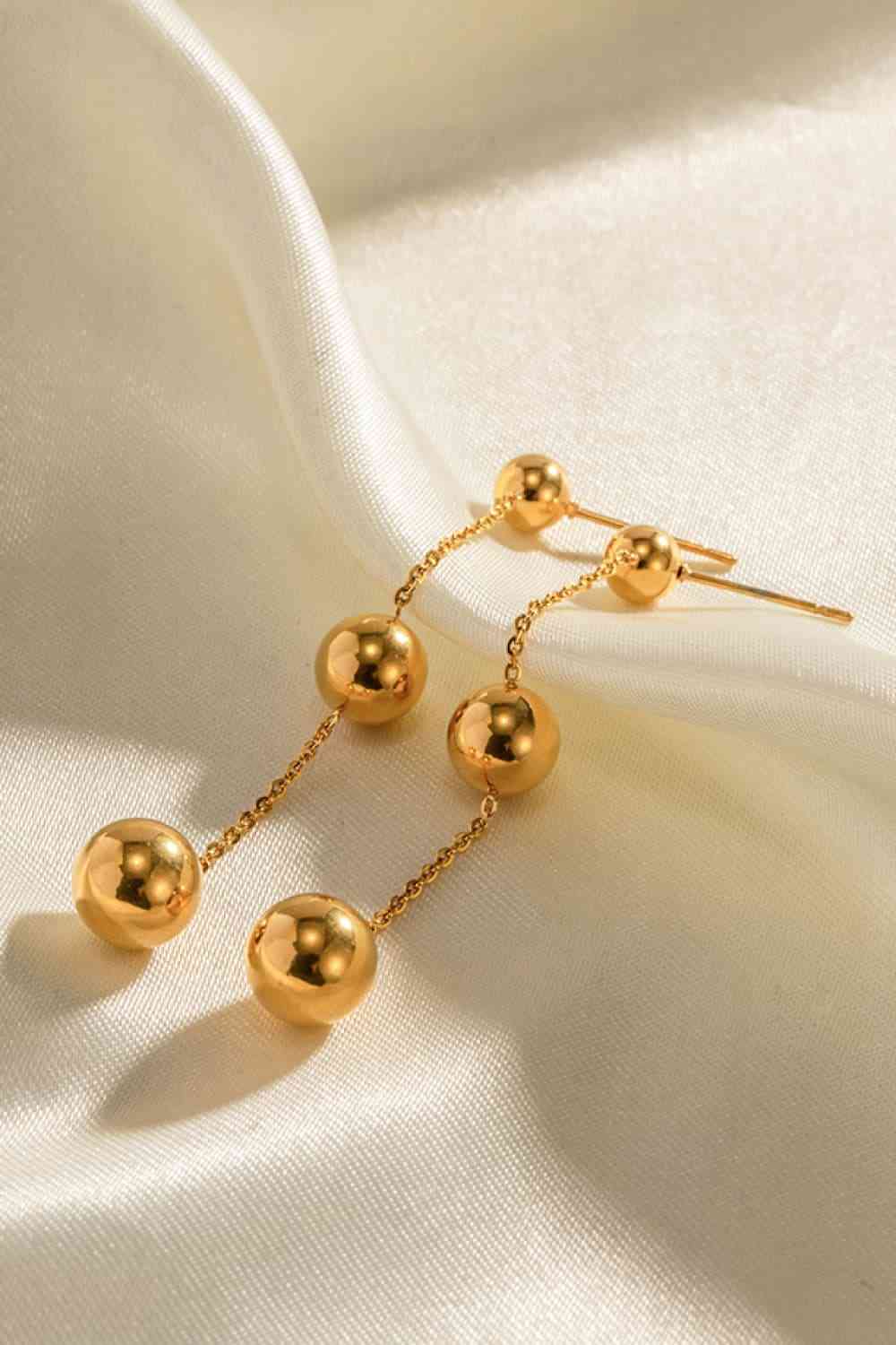 Ball Bead and Chain Stainless Steel Earrings