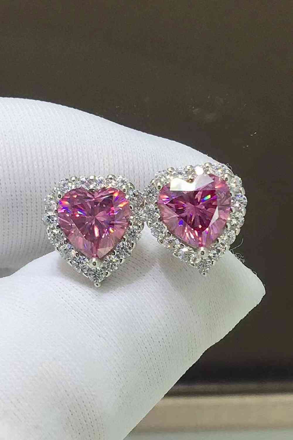 2 Carat Moissanite Heart-Shaped Earrings