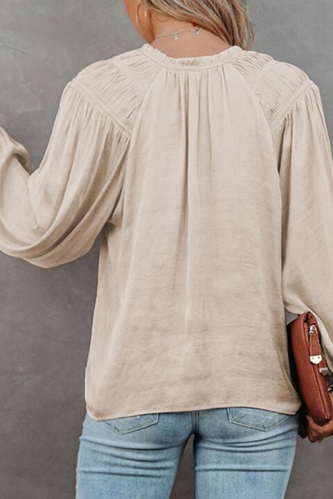 Tie Neck Long Sleeve Blouse