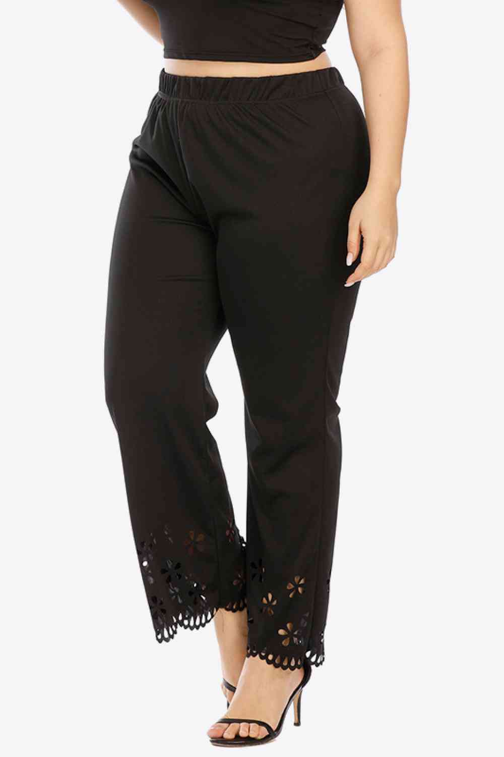 Plus Size Openwork Elastic Waist Pants