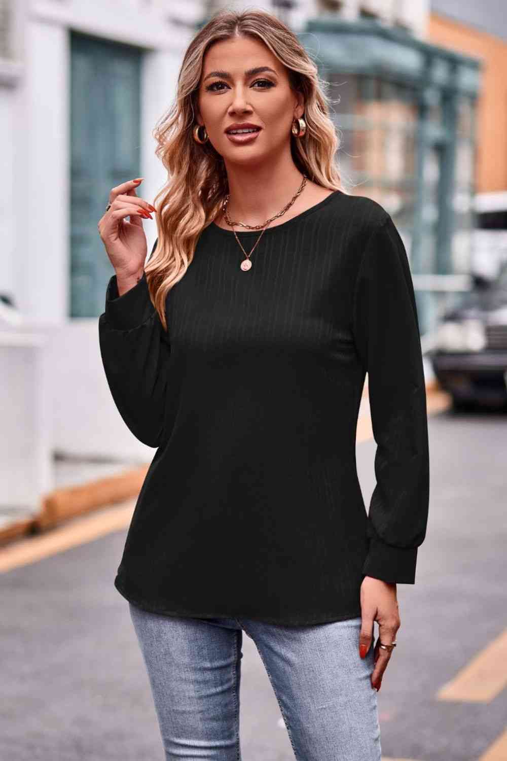 Round Neck Long Sleeve Tee