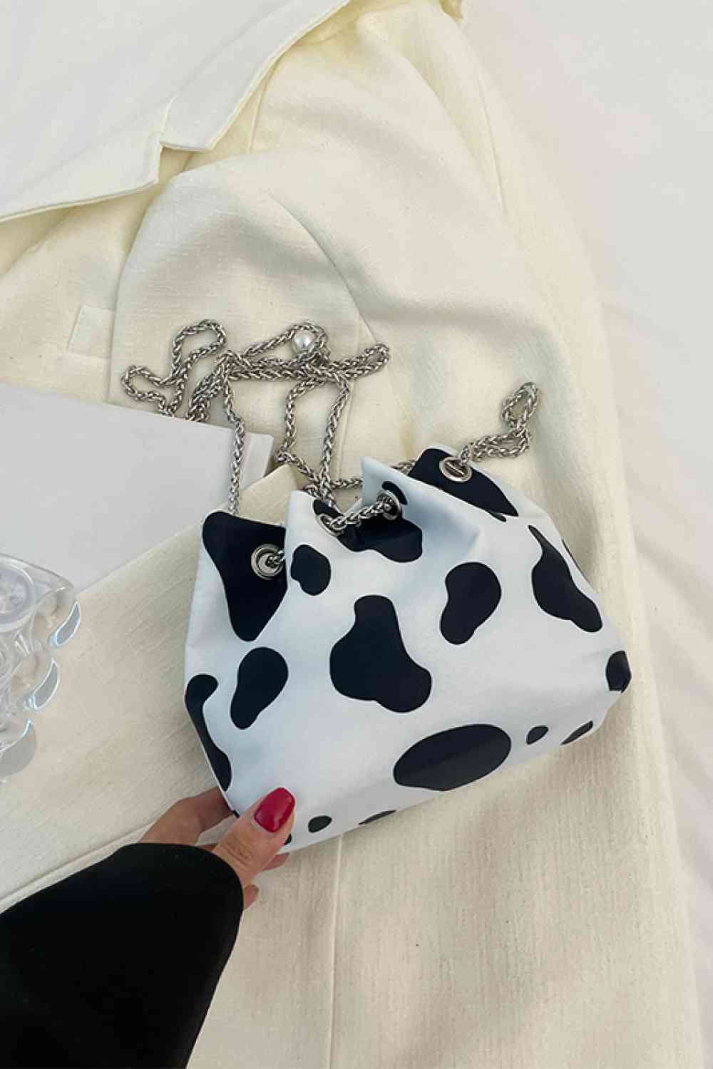 Animal Print Nylon Bucket Bag