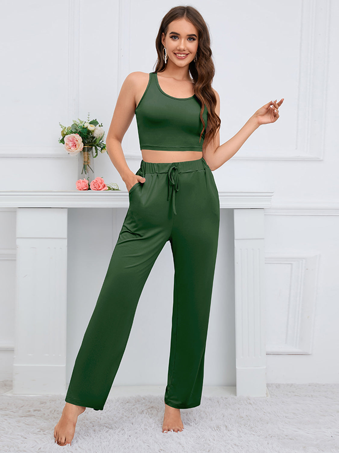 Tank, Cardigan, and Pants Set