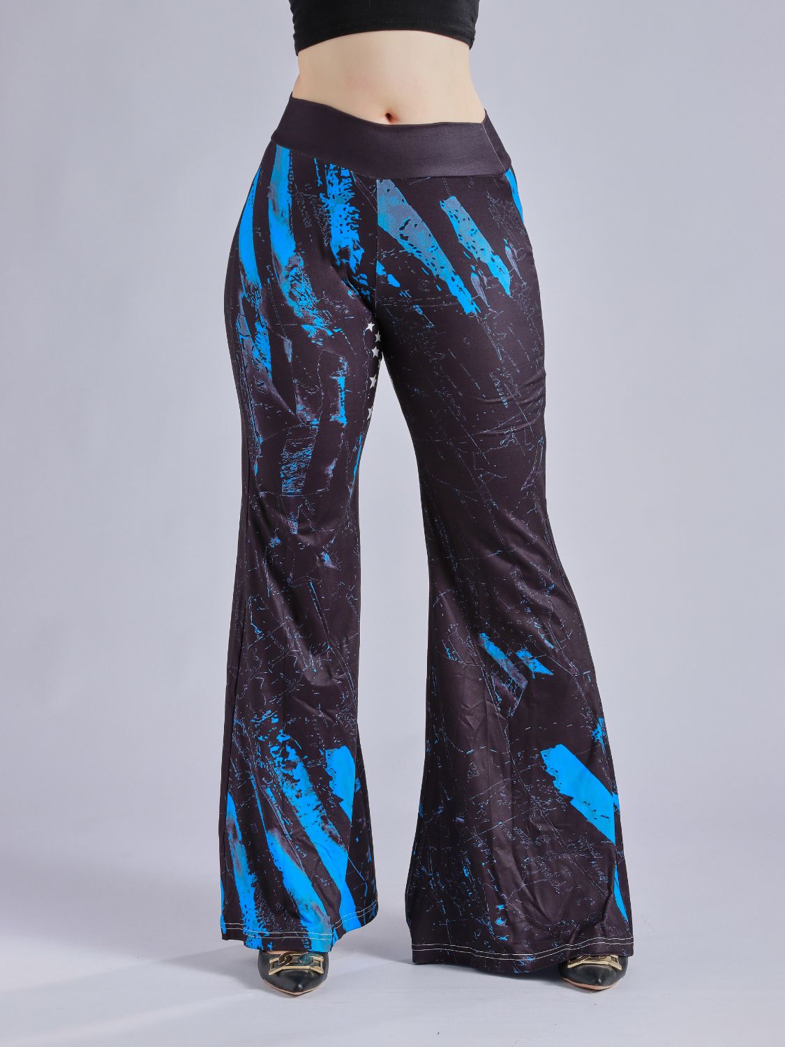 Printed Wide Waistband Flare Pants