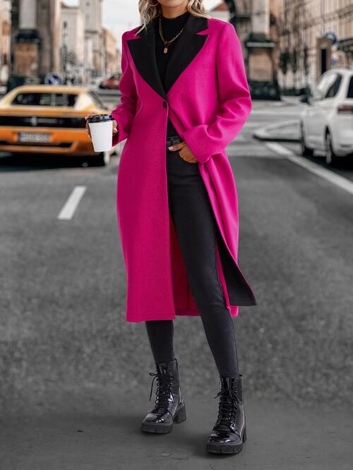 Collared Neck Buttoned Longline Coat