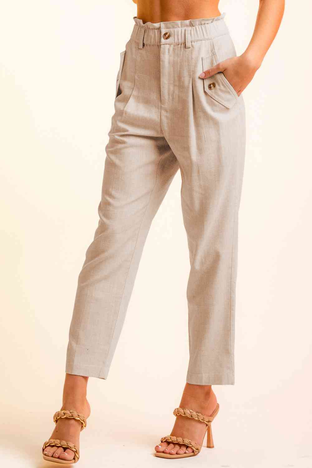 Side Button Long Pants