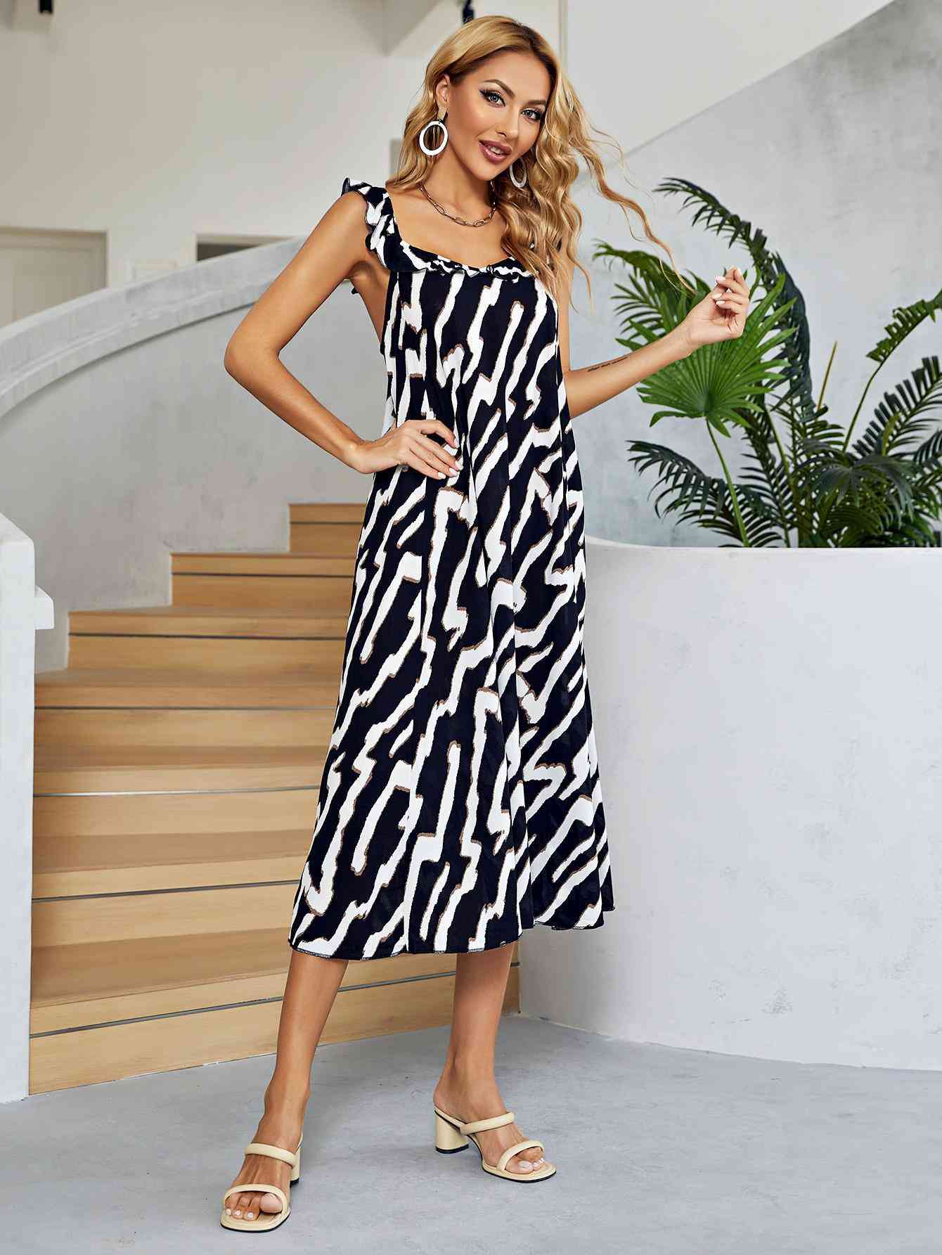 Two-Tone Low Back Midi Dress