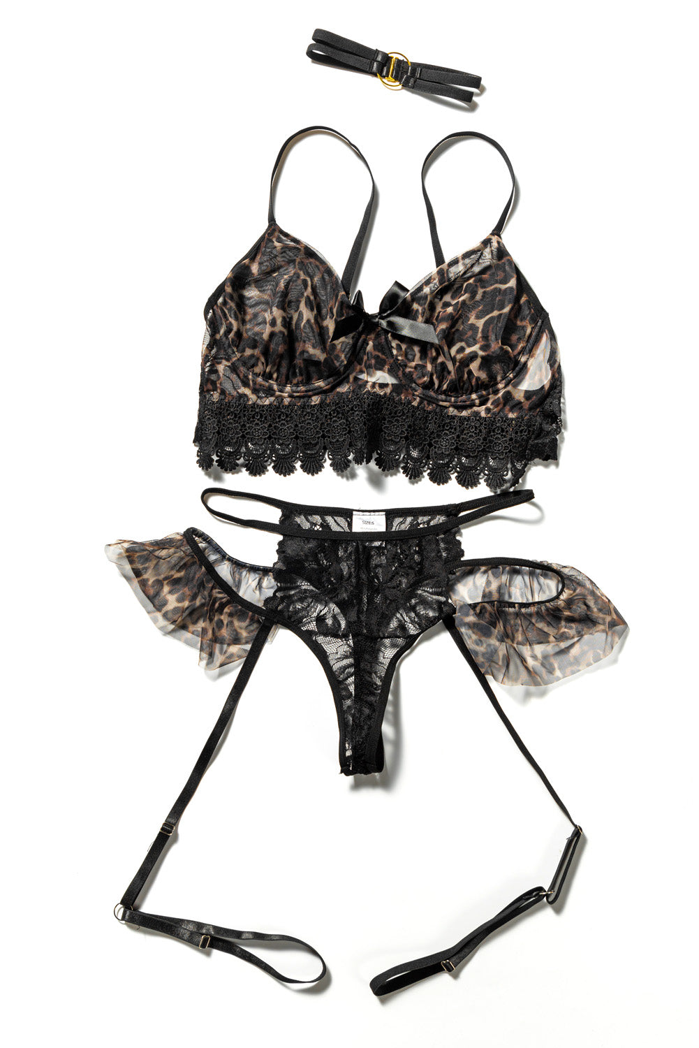 Leopard Spliced Lace Lingerie Set