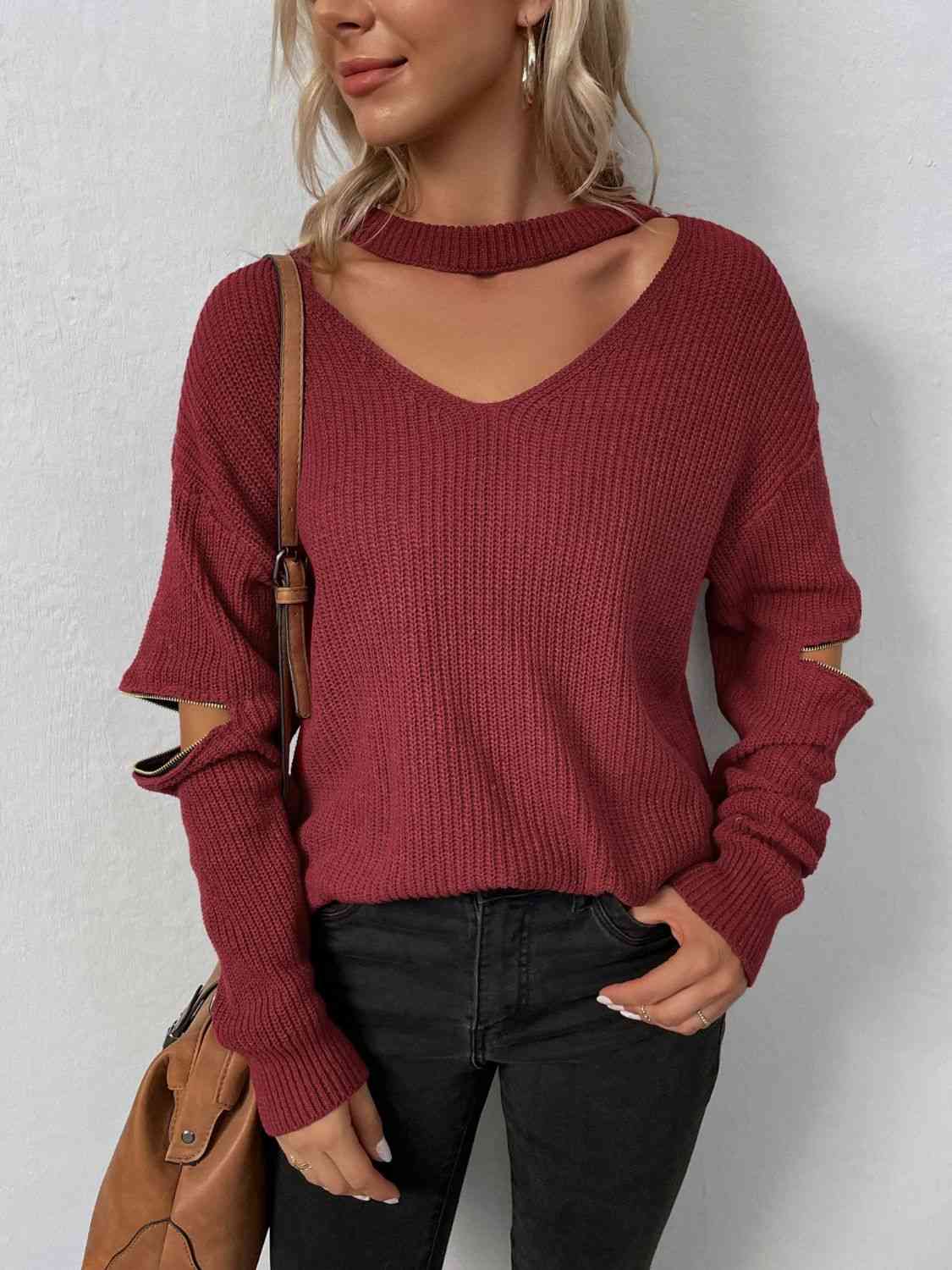 Cutout Zip Detail Sweater