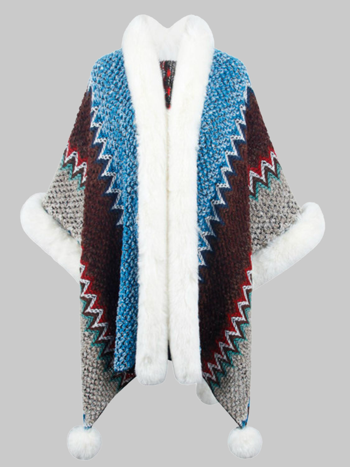 Color Block Open Front Poncho