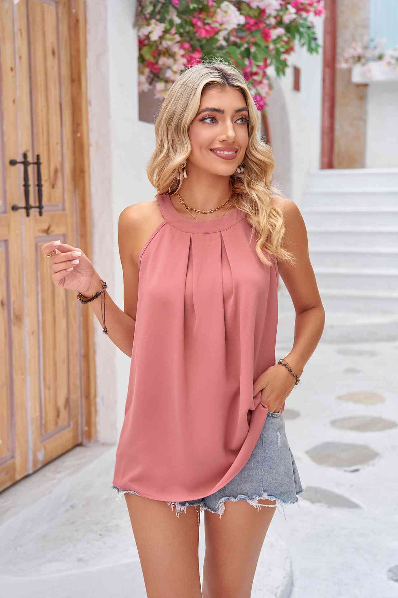 Grecian Neck Sleeveless Top