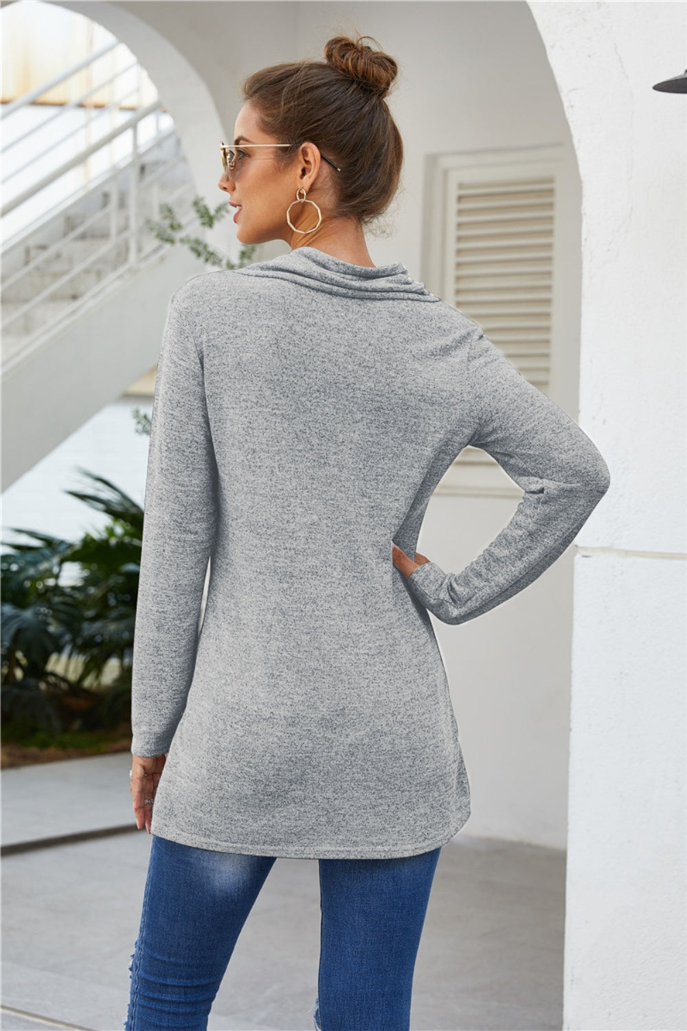 Zip Detail Long Sleeve Top