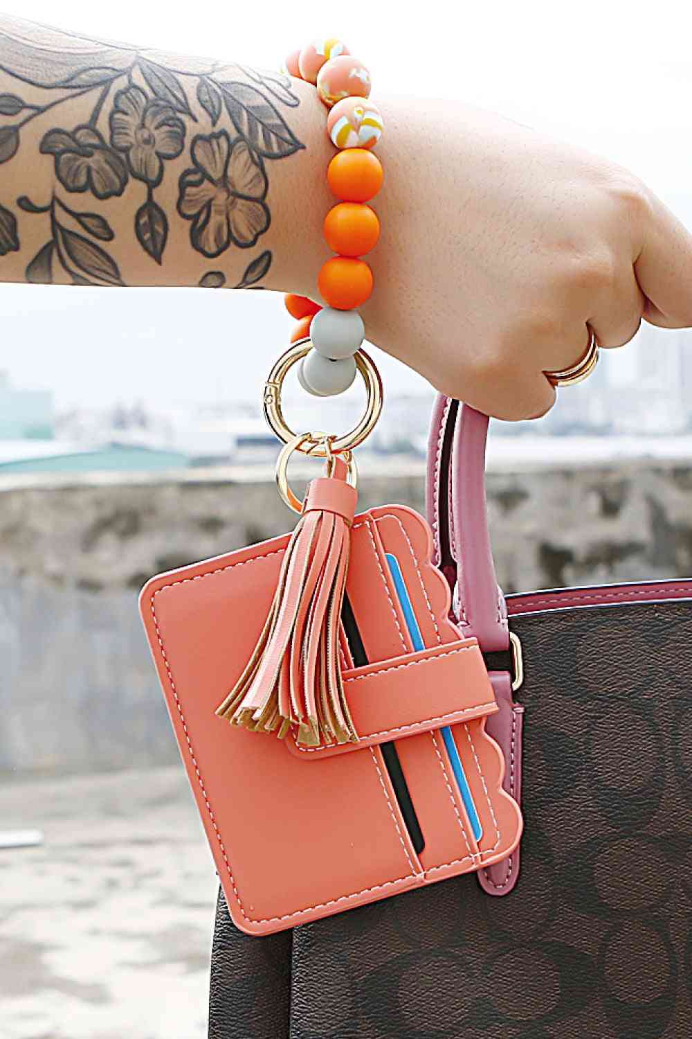 Beaded Tassel Keychain with Wallet