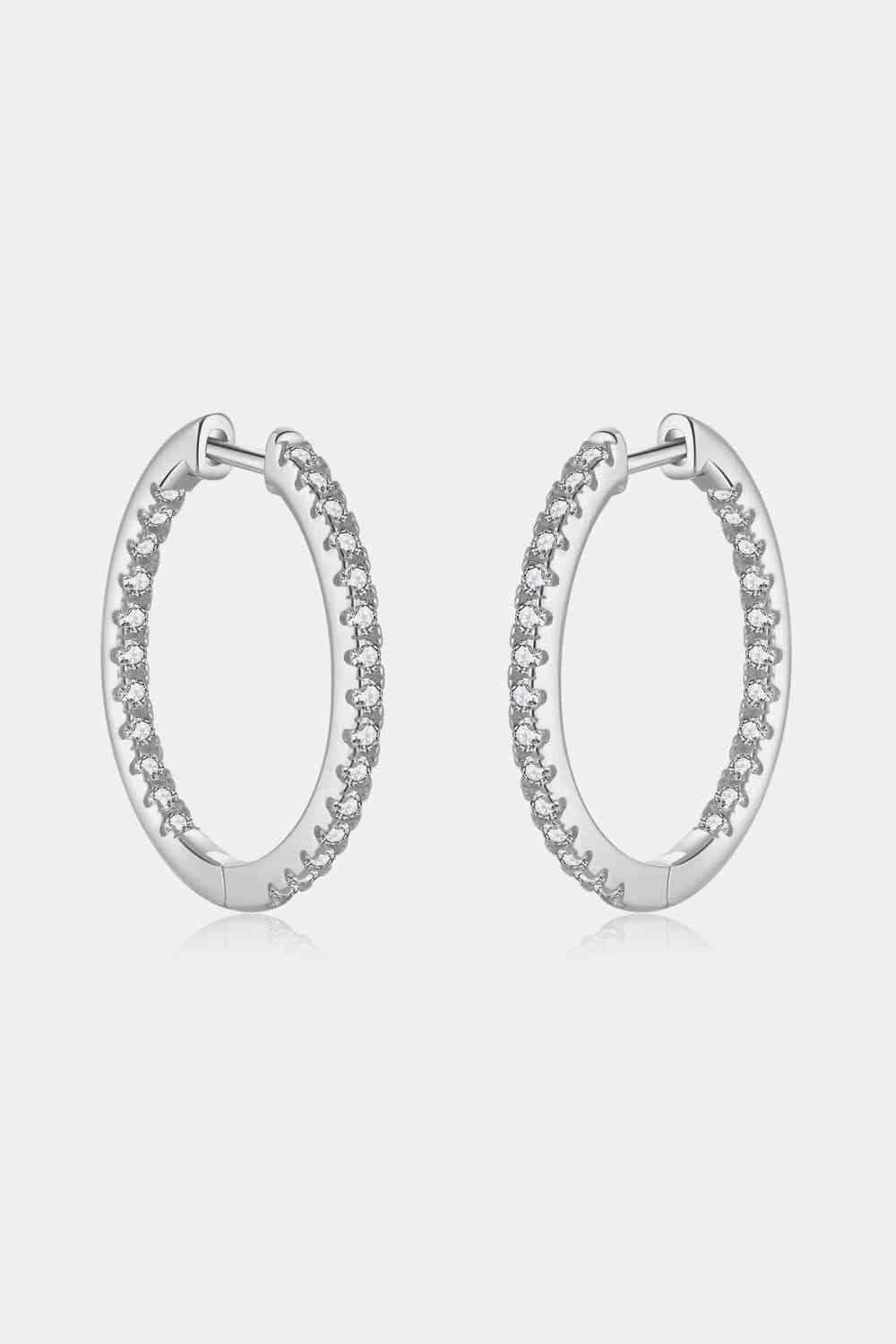 Inlaid Zircon 925 Sterling Silver Huggie Earrings