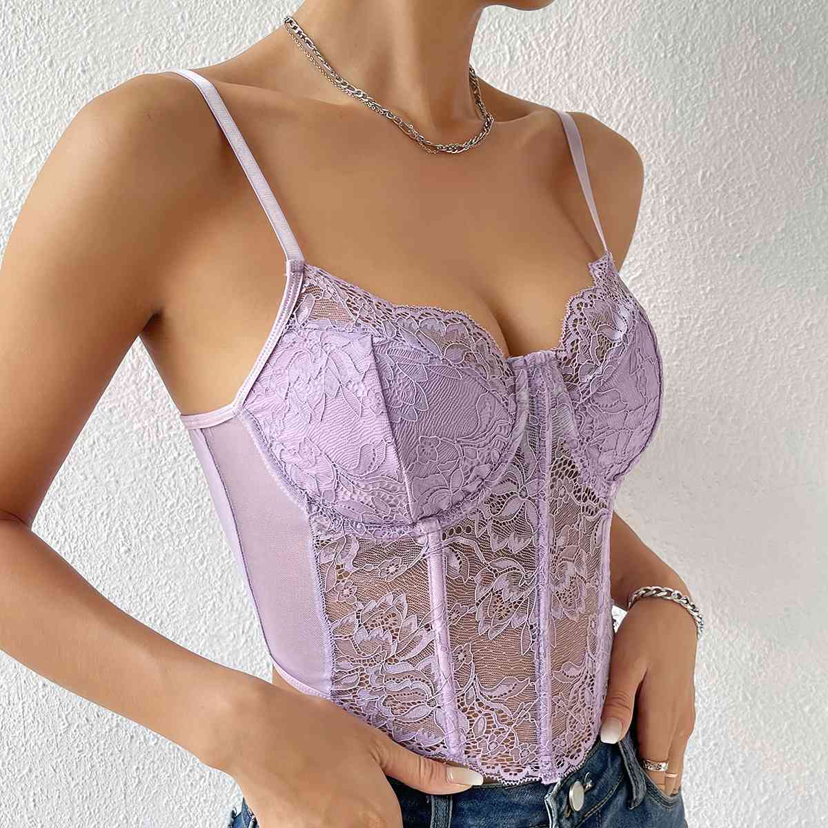 Sweetheart Neck Lace Detail Cami