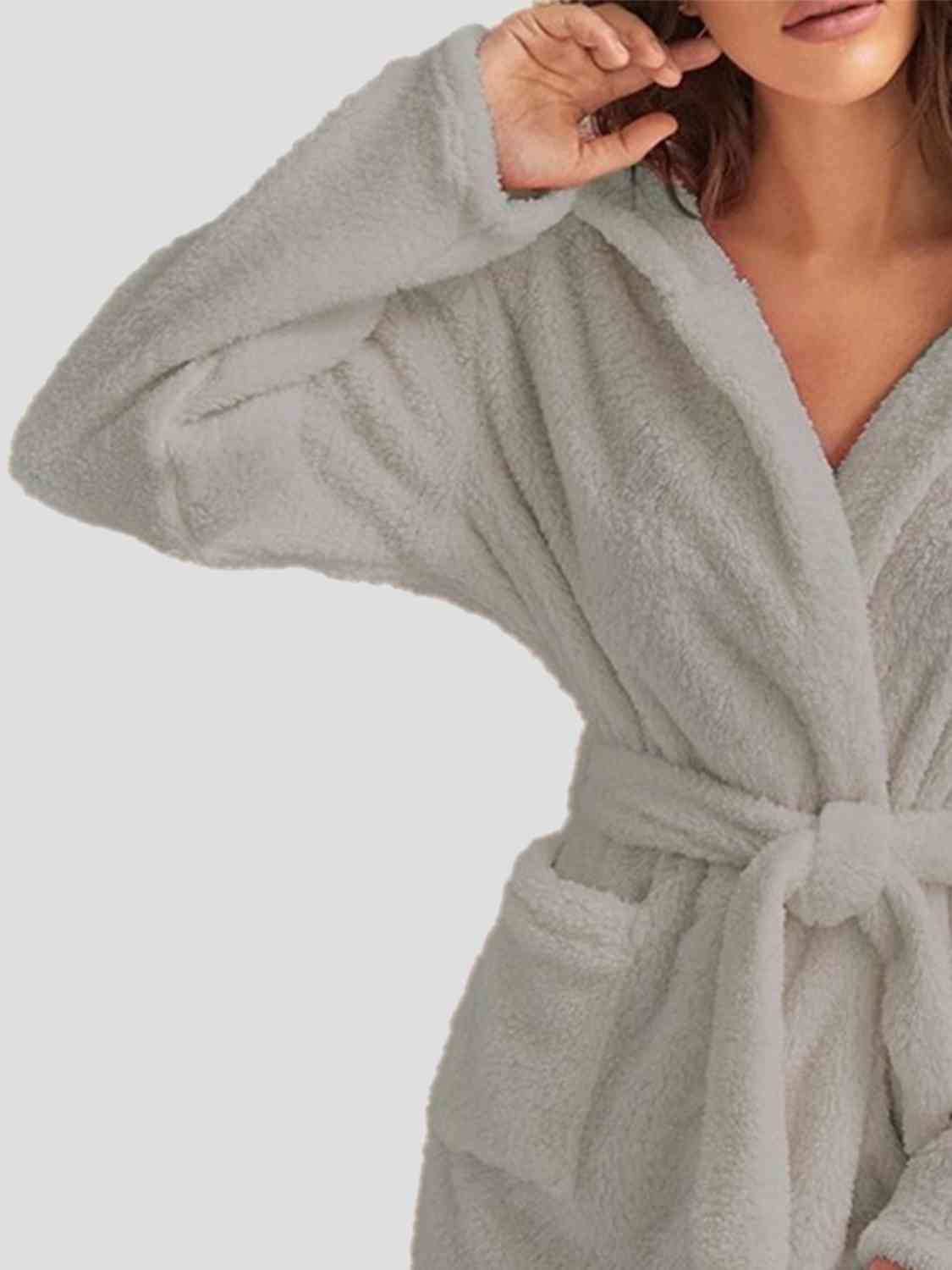 Tie Waist Hooded Robe