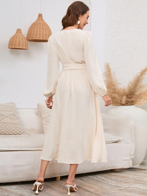 Surplice Balloon Sleeve Dress