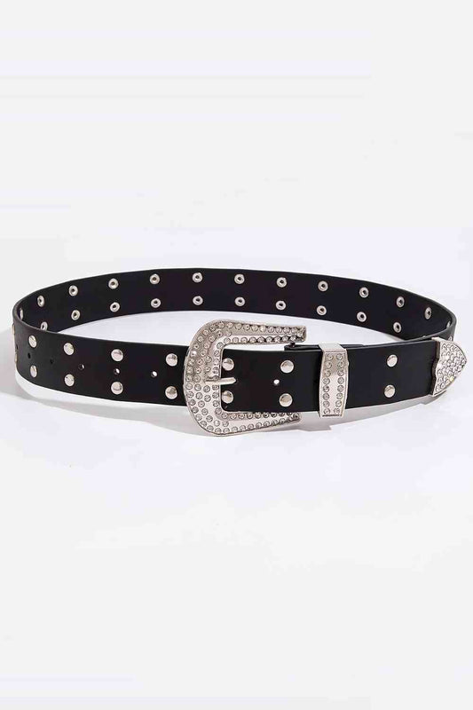 Double Row Studded PU Leather Belt