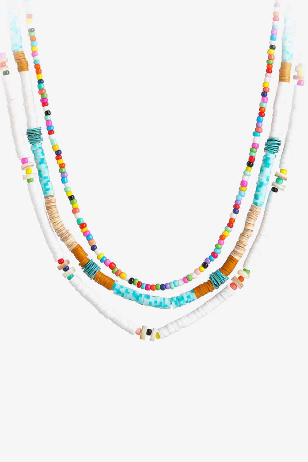 Multicolored Bead Necklace Three-Piece Set