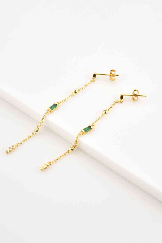 Inlaid Zircon 18K Gold-Plated Earrings