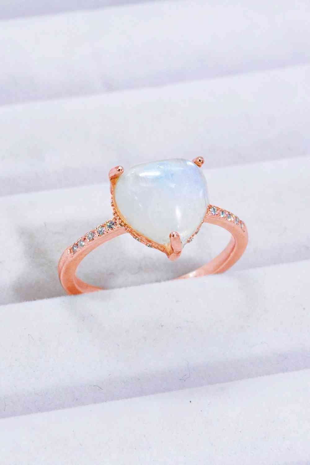 Heart-Shaped Natural Moonstone Ring