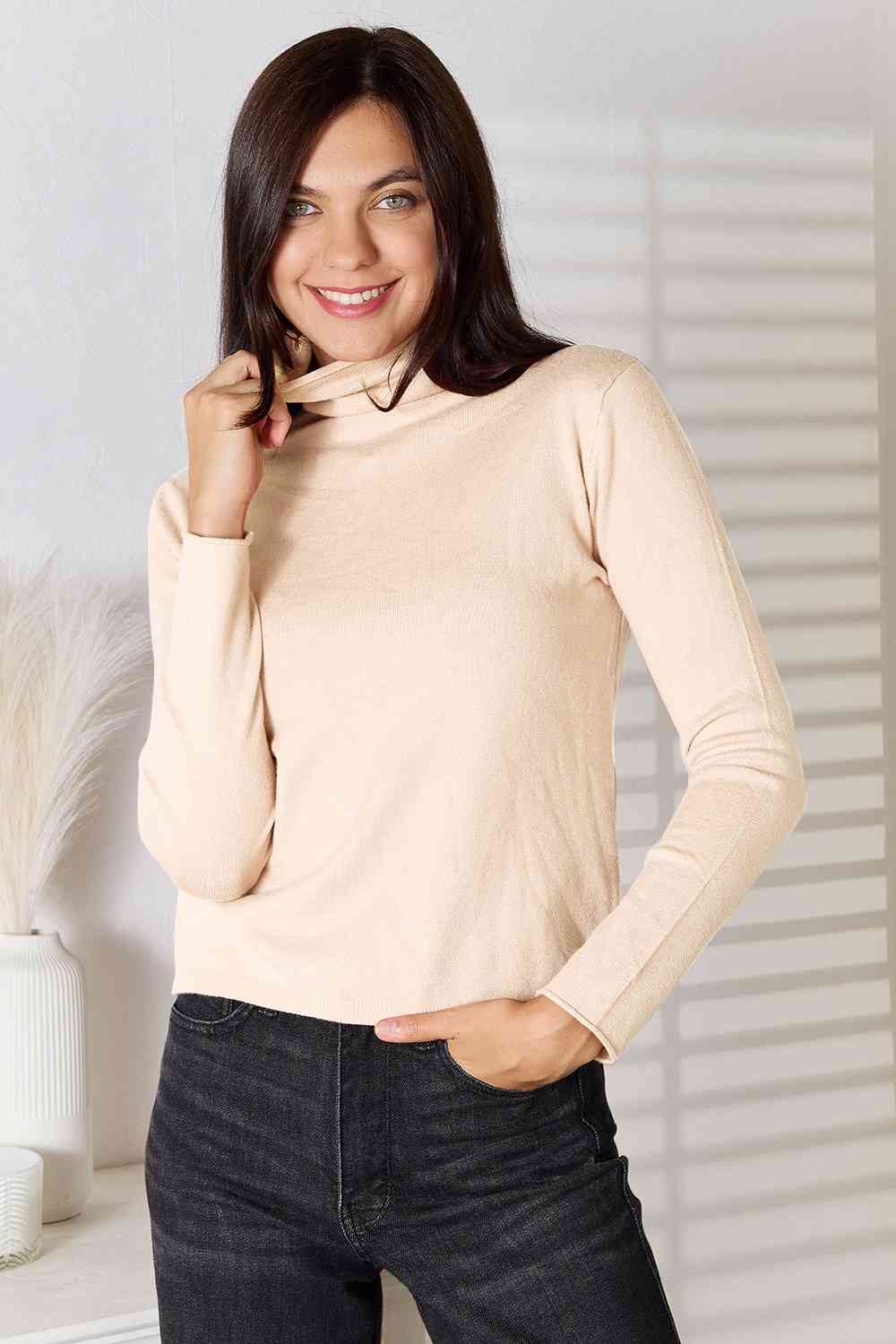 Turtleneck Long Sleeve Knit Top