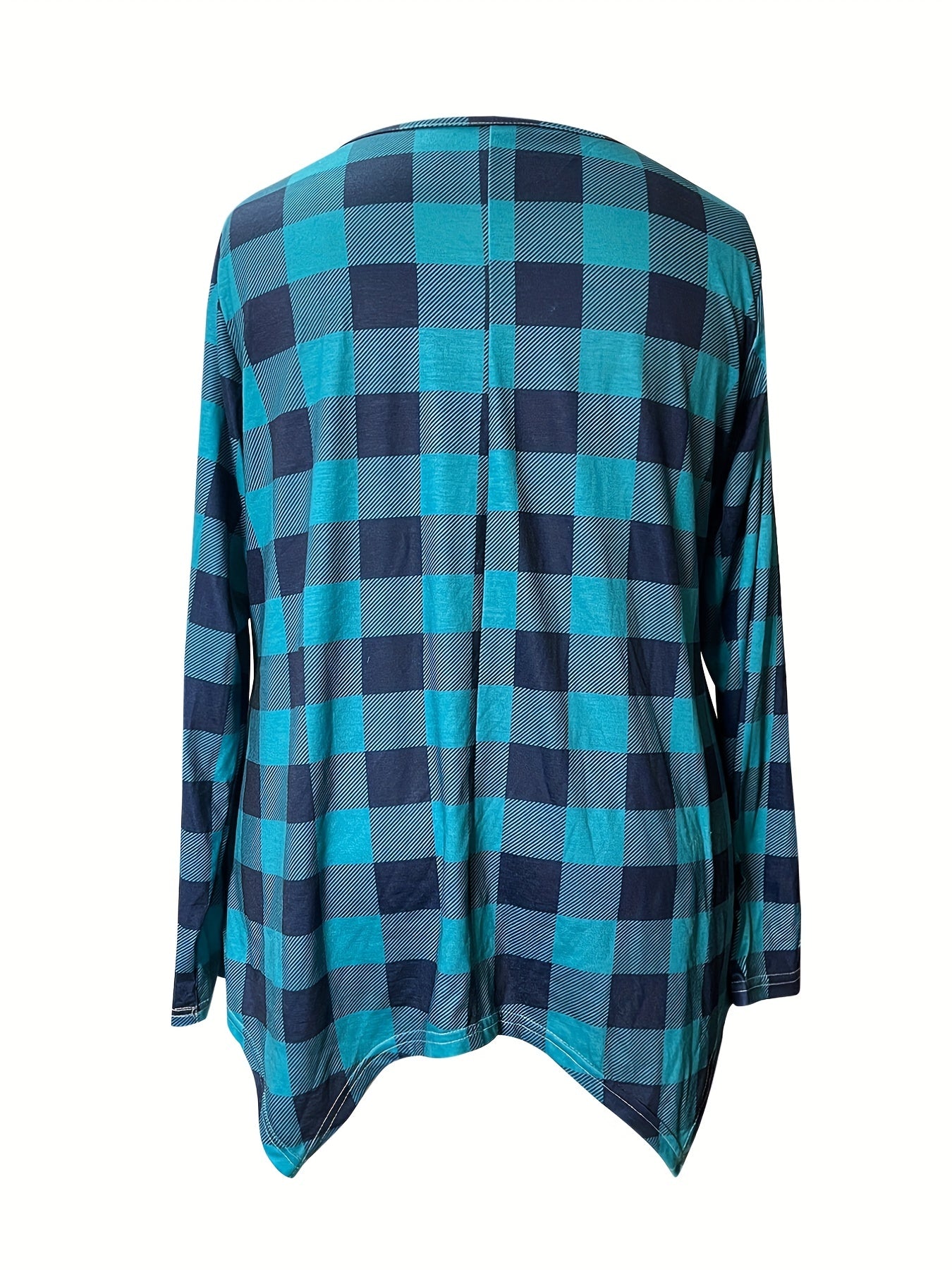 Plus Size Plaid Round Neck T-Shirt