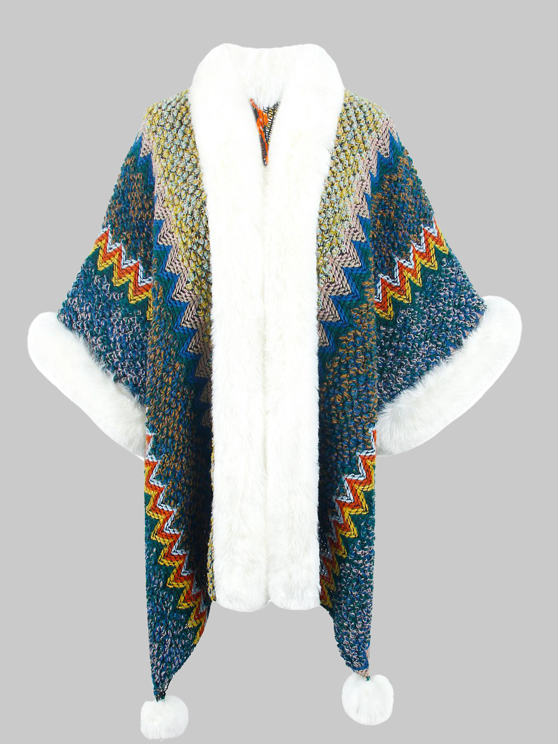 Color Block Open Front Poncho