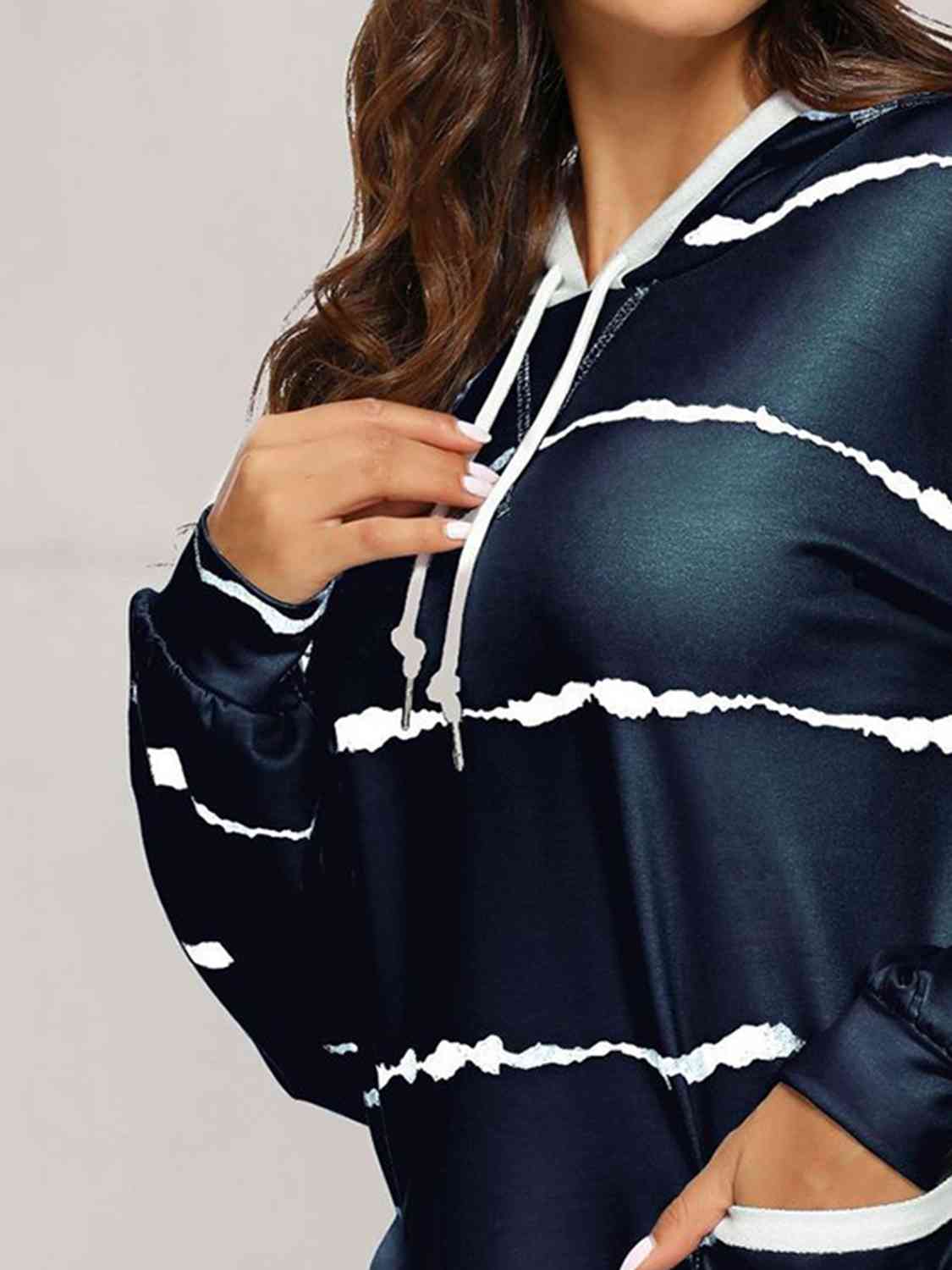 Striped Drawstring Hoodie with Pockets