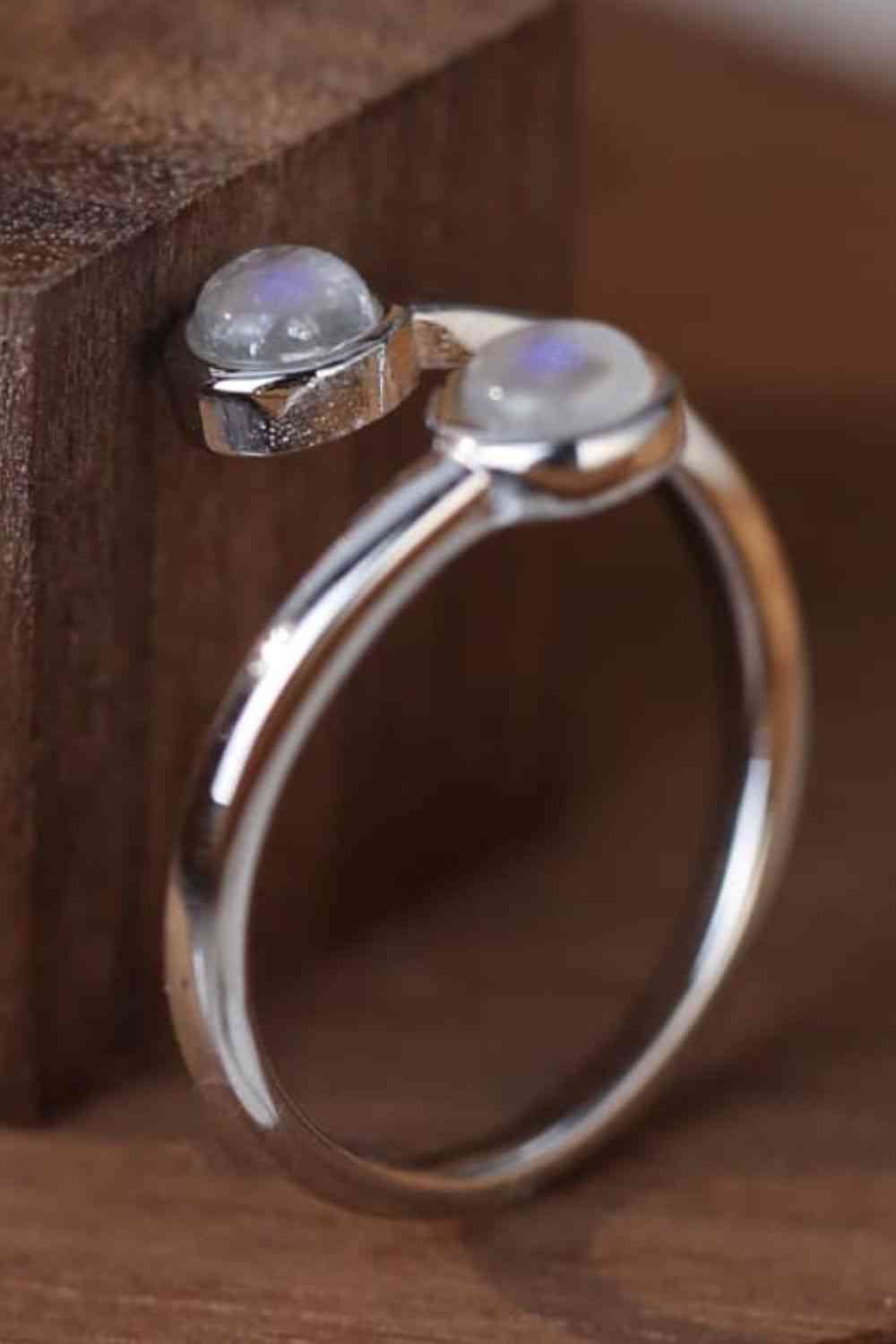 High Quality Natural Moonstone 925 Sterling Silver Toi Et Moi Ring