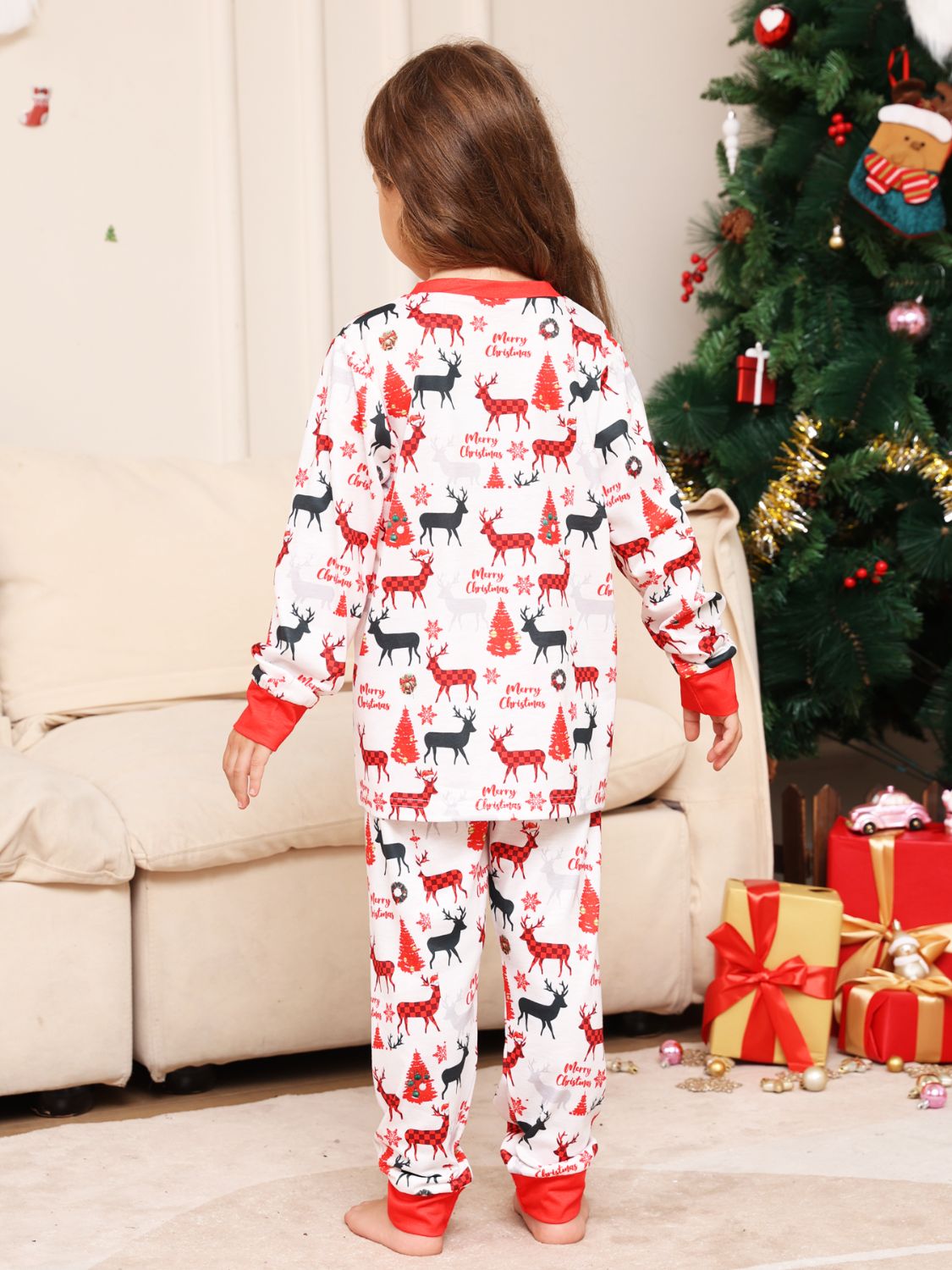 Reindeer Print Top and Pants Set