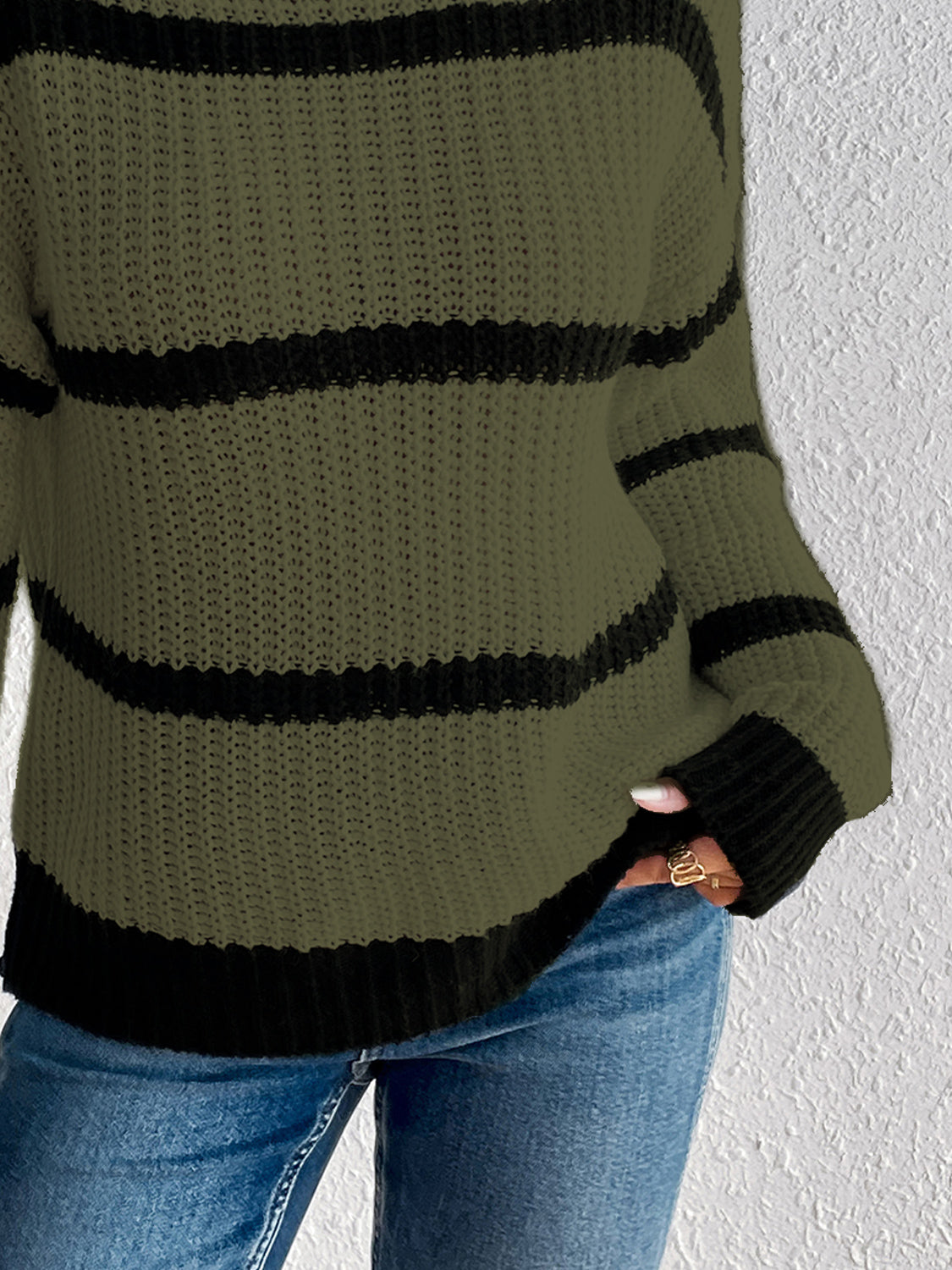 Striped Mock Neck Sweater