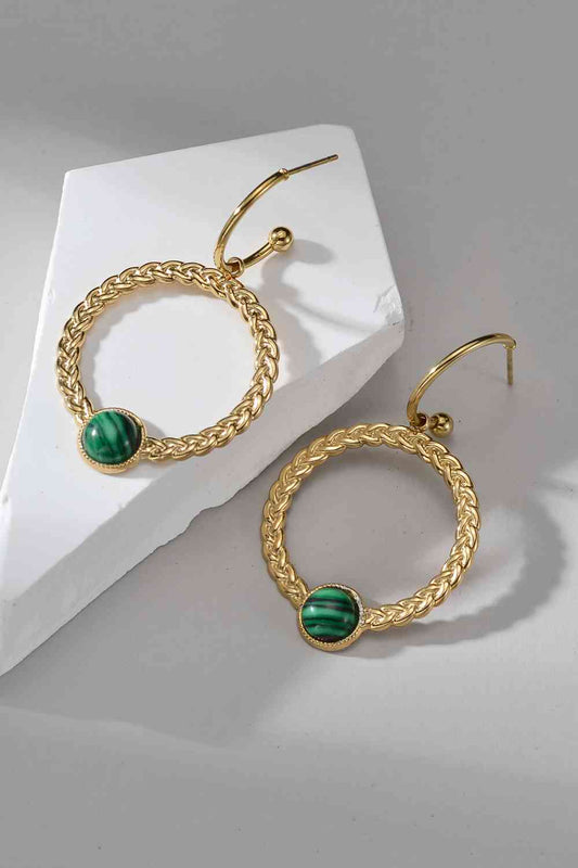 Malachite 18K Gold Plated Earrings