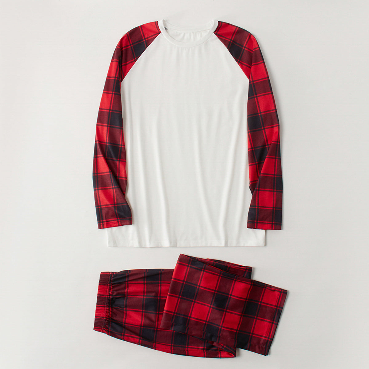 Raglan Sleeve Top and Plaid Pants Set