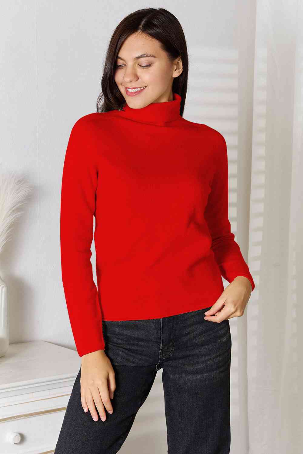 Turtleneck Long Sleeve Knit Top