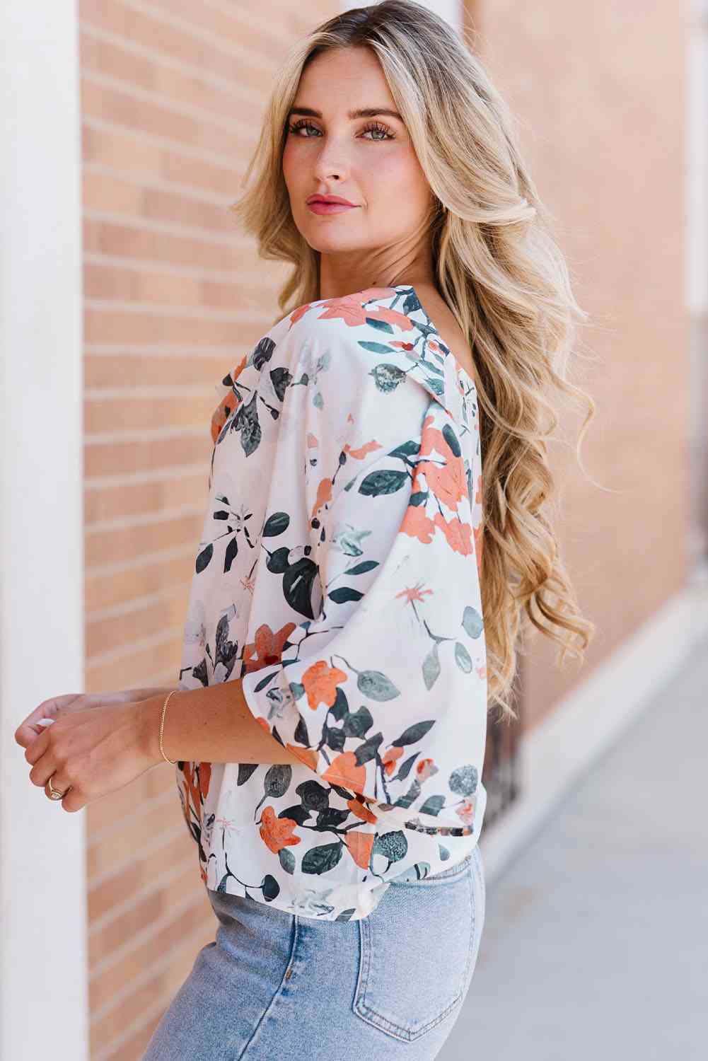 Floral Cowl Neck Blouse