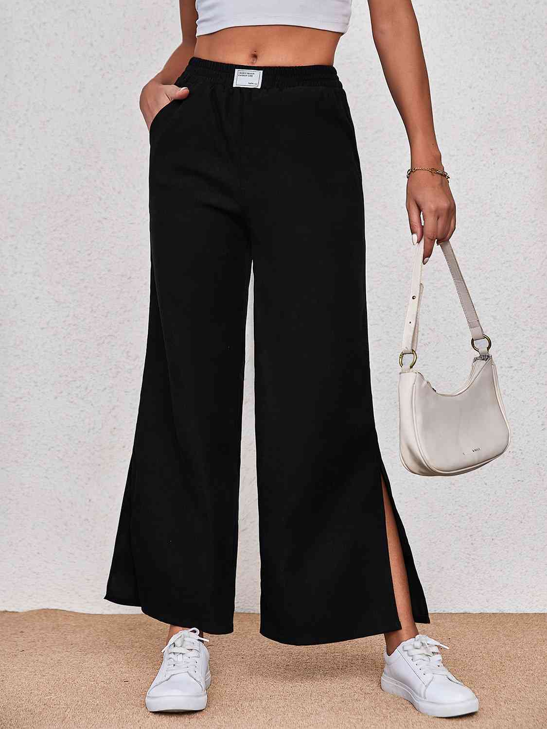 Wide Leg Slit Pants