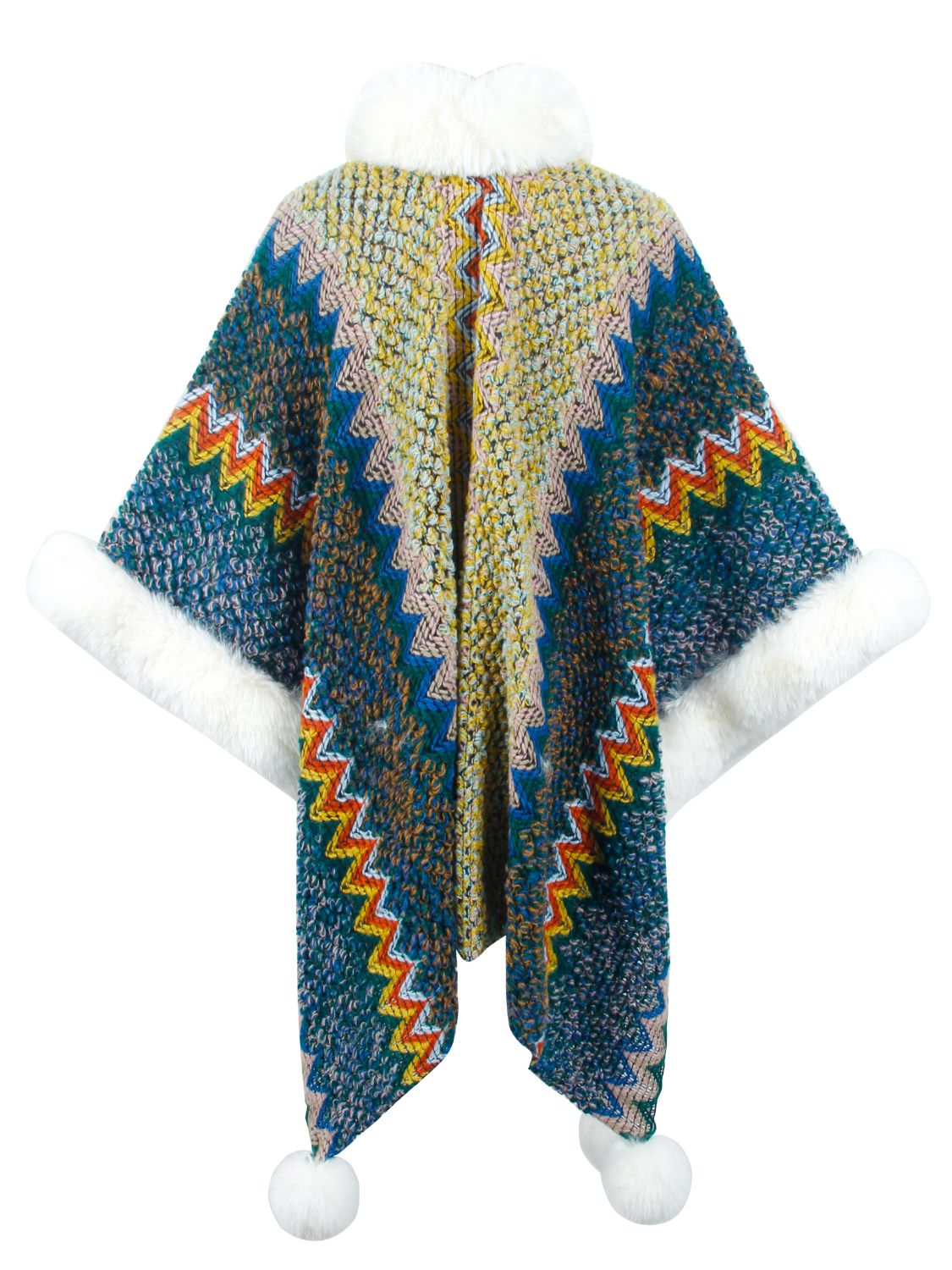 Color Block Open Front Poncho