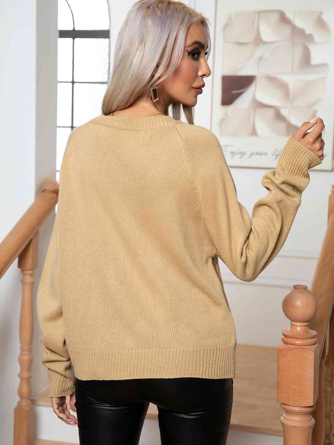 Cable-Knit Long Sleeve Sweater