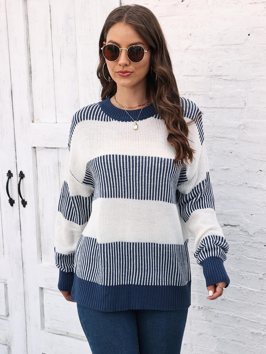 Full Size Round Neck Drop Shoulder Sweater