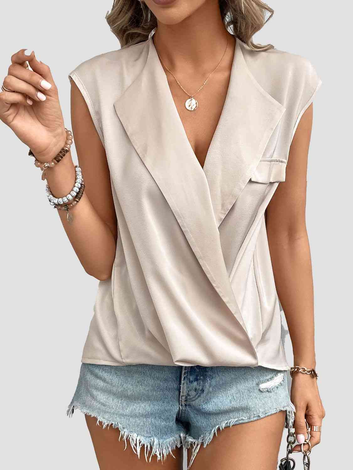 Surplice Neck Sleeveless Tank Top